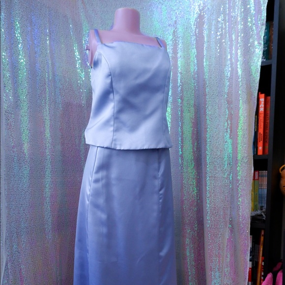 Vintage 2 Piece Dress With Blouse And Skirt In Blue - Picture 1 of 4